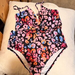 Cupshe Multi-Color Leopard two-Piece Swimsuit - Black/Pink/Orange/Blue
